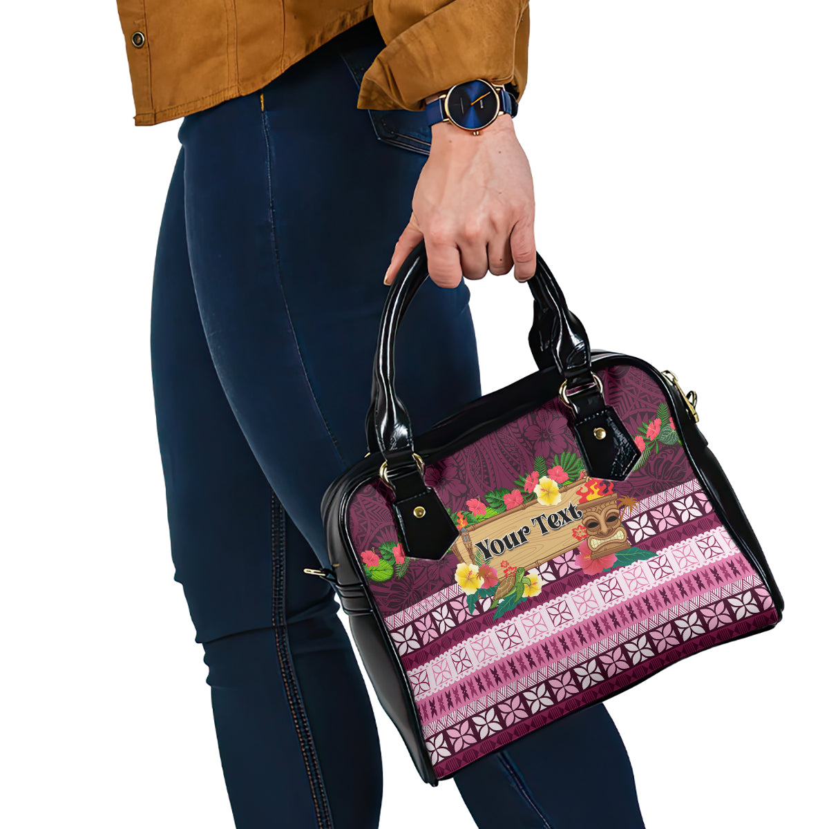 Pasifika Festival Auckland Shoulder Handbag Polynesian Tribal with Pacific Pattern Pink Color LT03 - Polynesian Pride