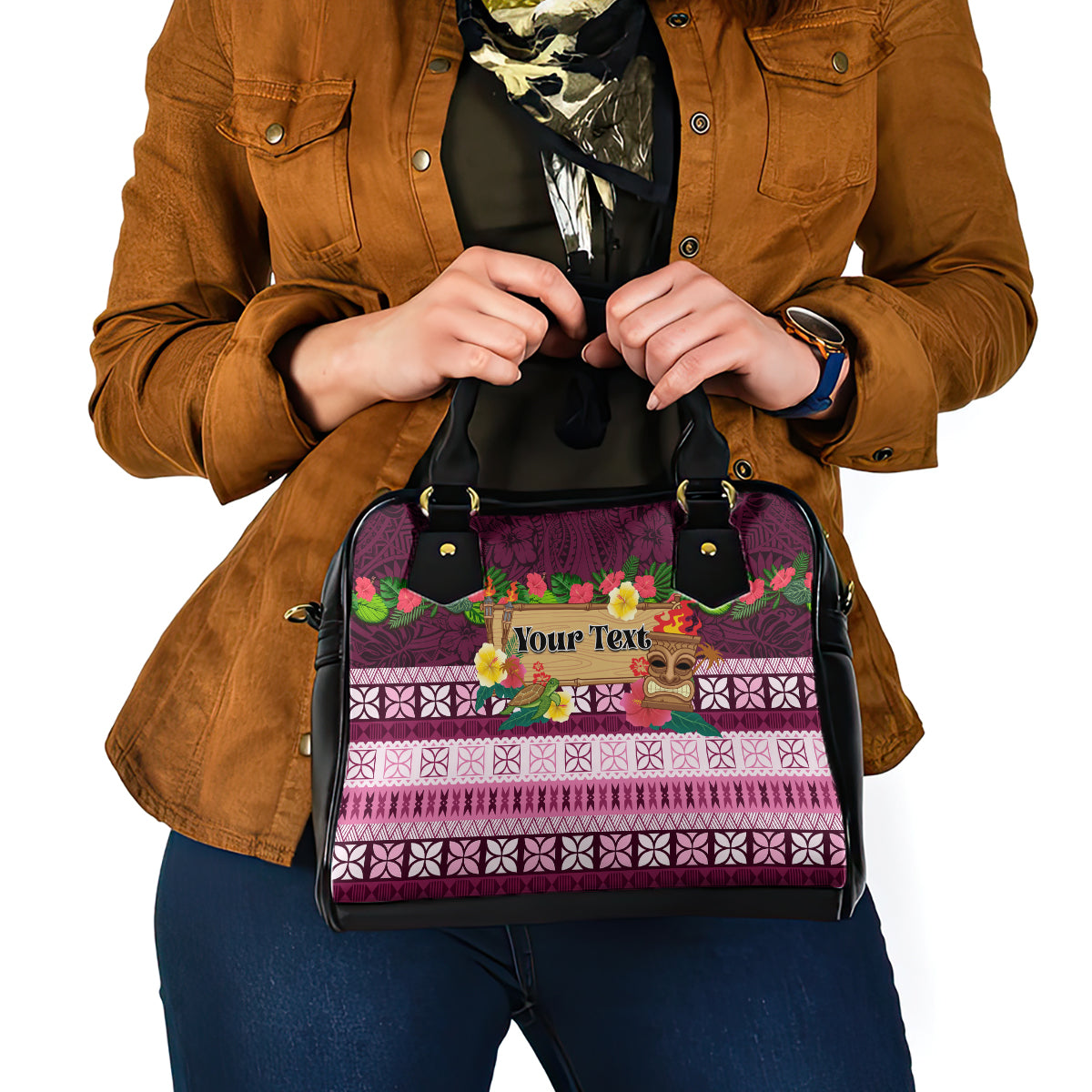 Pasifika Festival Auckland Shoulder Handbag Polynesian Tribal with Pacific Pattern Pink Color LT03 - Polynesian Pride