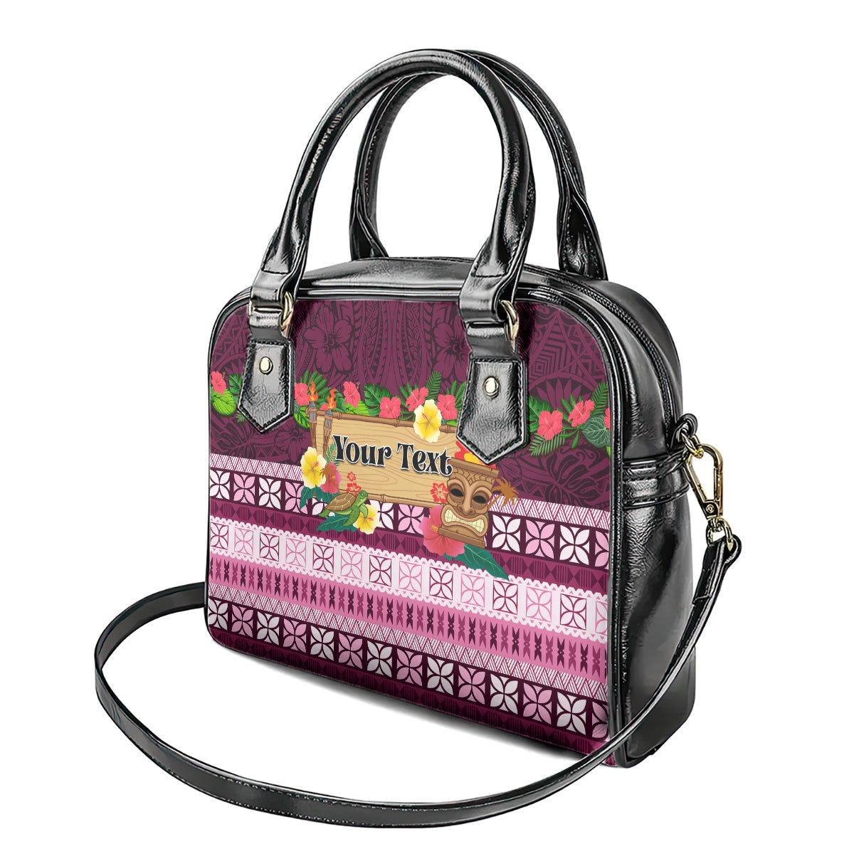 Pasifika Festival Auckland Shoulder Handbag Polynesian Tribal with Pacific Pattern Pink Color LT03 - Polynesian Pride