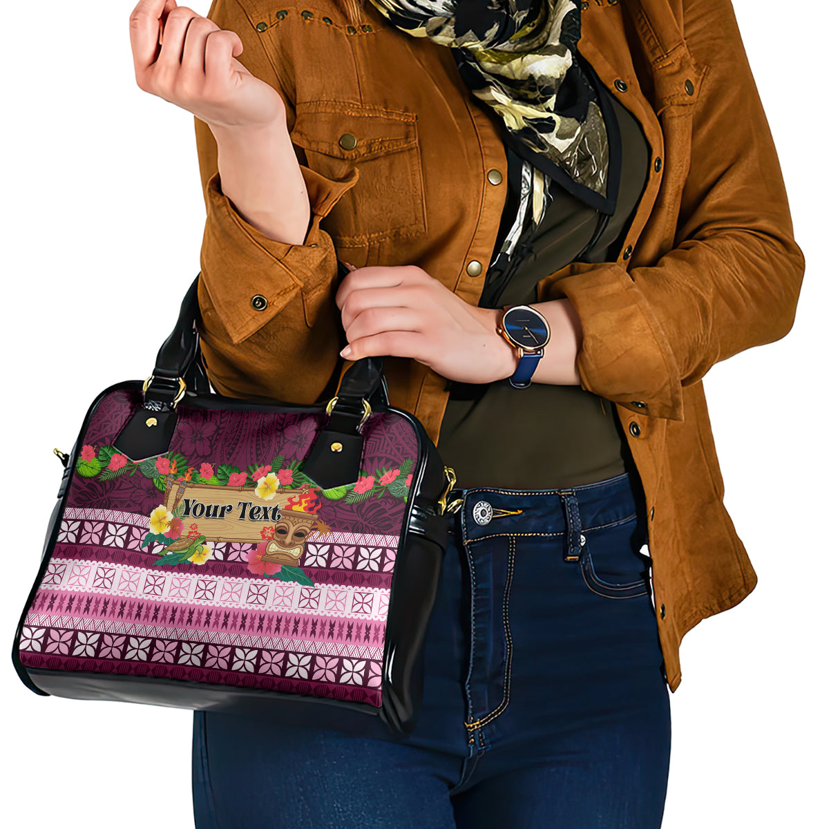 Pasifika Festival Auckland Shoulder Handbag Polynesian Tribal with Pacific Pattern Pink Color LT03 - Polynesian Pride