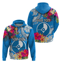 Yap Day Zip Hoodie Tapa Pattern with Hisbiscus LT03 - Polynesian Pride