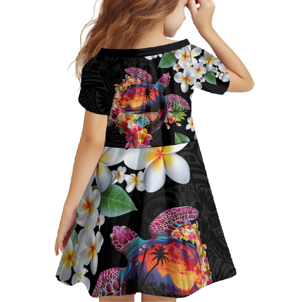 Hawaiian Lei Day Family Matching Short Sleeve Bodycon Dress and Hawaiian Shirt Plumeria and Turtle with Polynesian Tribal Pattern LT03 - Polynesian Pride