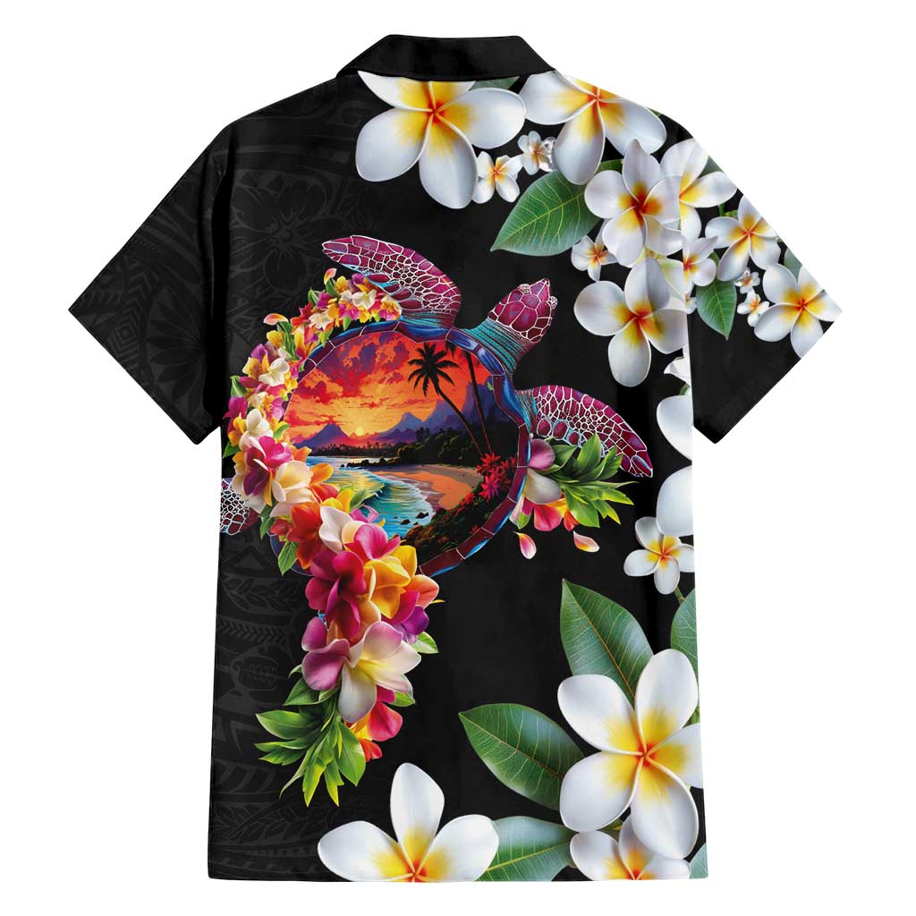 Hawaiian Lei Day Family Matching Short Sleeve Bodycon Dress and Hawaiian Shirt Plumeria and Turtle with Polynesian Tribal Pattern LT03 - Polynesian Pride