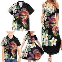 Hawaiian Lei Day Family Matching Summer Maxi Dress and Hawaiian Shirt Plumeria and Turtle with Polynesian Tribal Pattern LT03 - Polynesian Pride