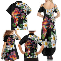 Hawaiian Lei Day Family Matching Summer Maxi Dress and Hawaiian Shirt Plumeria and Turtle with Polynesian Tribal Pattern LT03 - Polynesian Pride