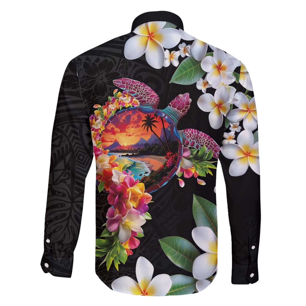 Hawaiian Lei Day Family Matching Summer Maxi Dress and Hawaiian Shirt Plumeria and Turtle with Polynesian Tribal Pattern LT03 - Polynesian Pride
