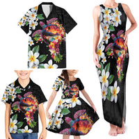 Hawaiian Lei Day Family Matching Tank Maxi Dress and Hawaiian Shirt Plumeria and Turtle with Polynesian Tribal Pattern LT03 - Polynesian Pride