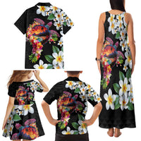 Hawaiian Lei Day Family Matching Tank Maxi Dress and Hawaiian Shirt Plumeria and Turtle with Polynesian Tribal Pattern LT03 - Polynesian Pride