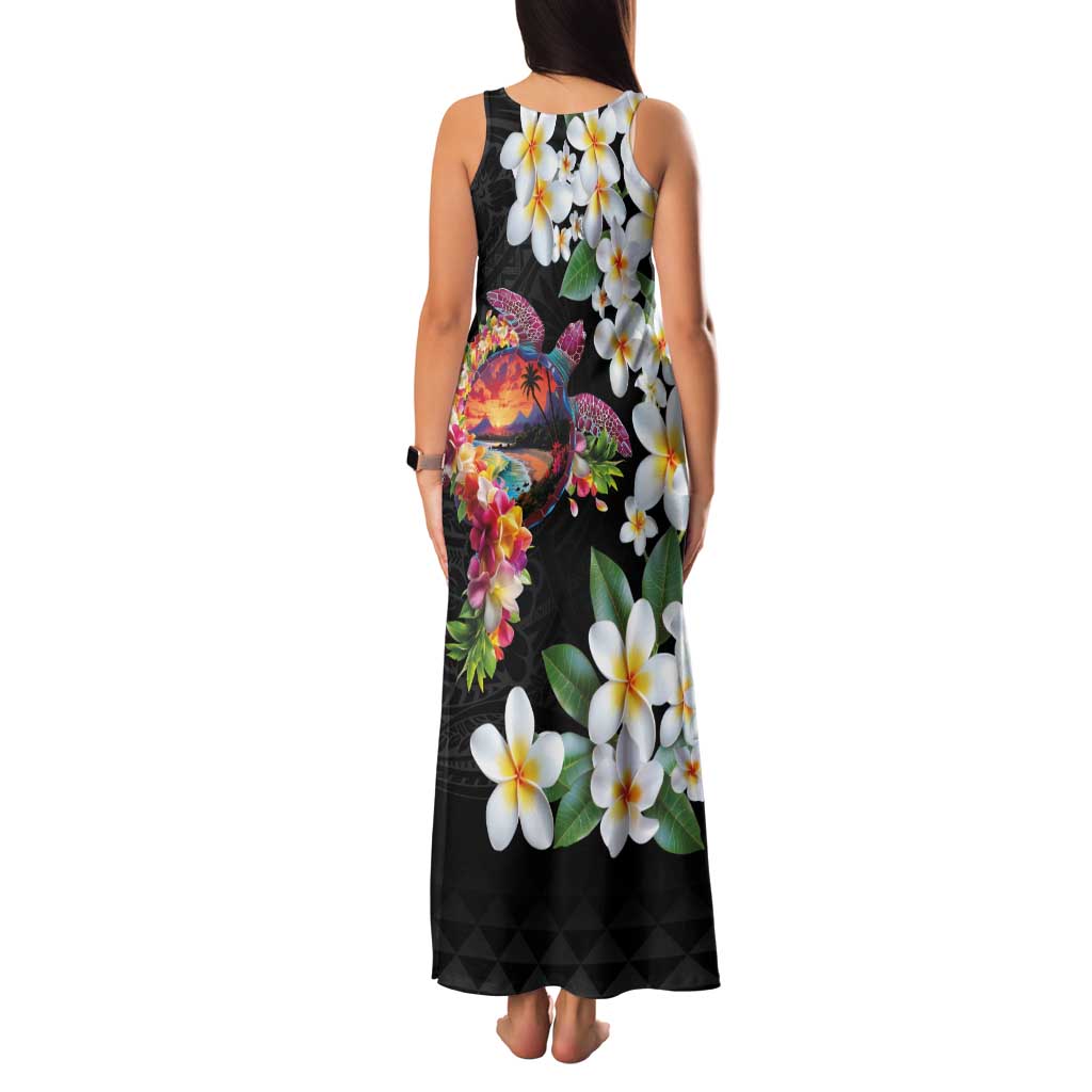 Hawaiian Lei Day Family Matching Tank Maxi Dress and Hawaiian Shirt Plumeria and Turtle with Polynesian Tribal Pattern LT03 - Polynesian Pride