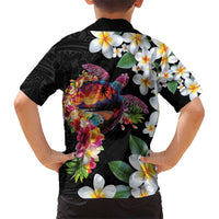 Hawaiian Lei Day Kid Hawaiian Shirt Plumeria and Turtle with Polynesian Tribal Pattern LT03 - Polynesian Pride