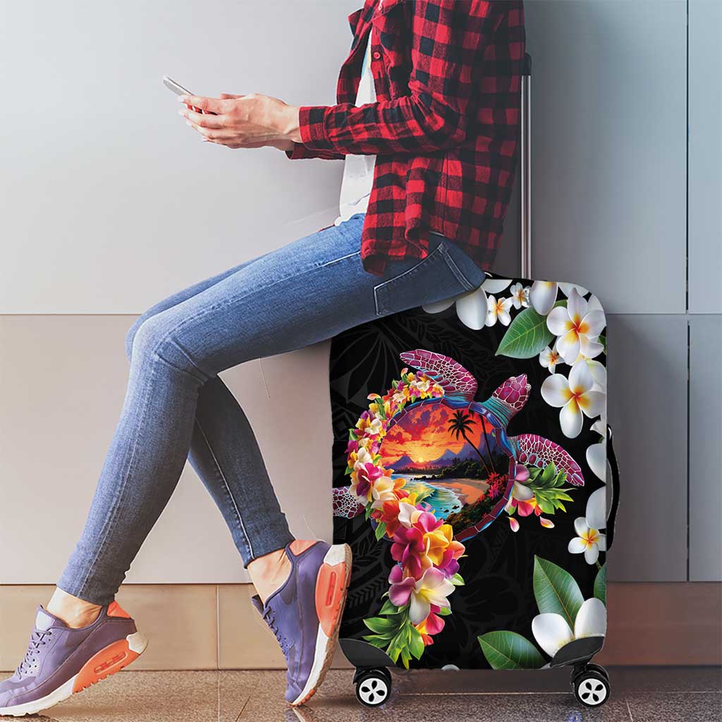 Hawaiian Lei Day Luggage Cover Plumeria and Turtle with Polynesian Tribal Pattern LT03 - Polynesian Pride