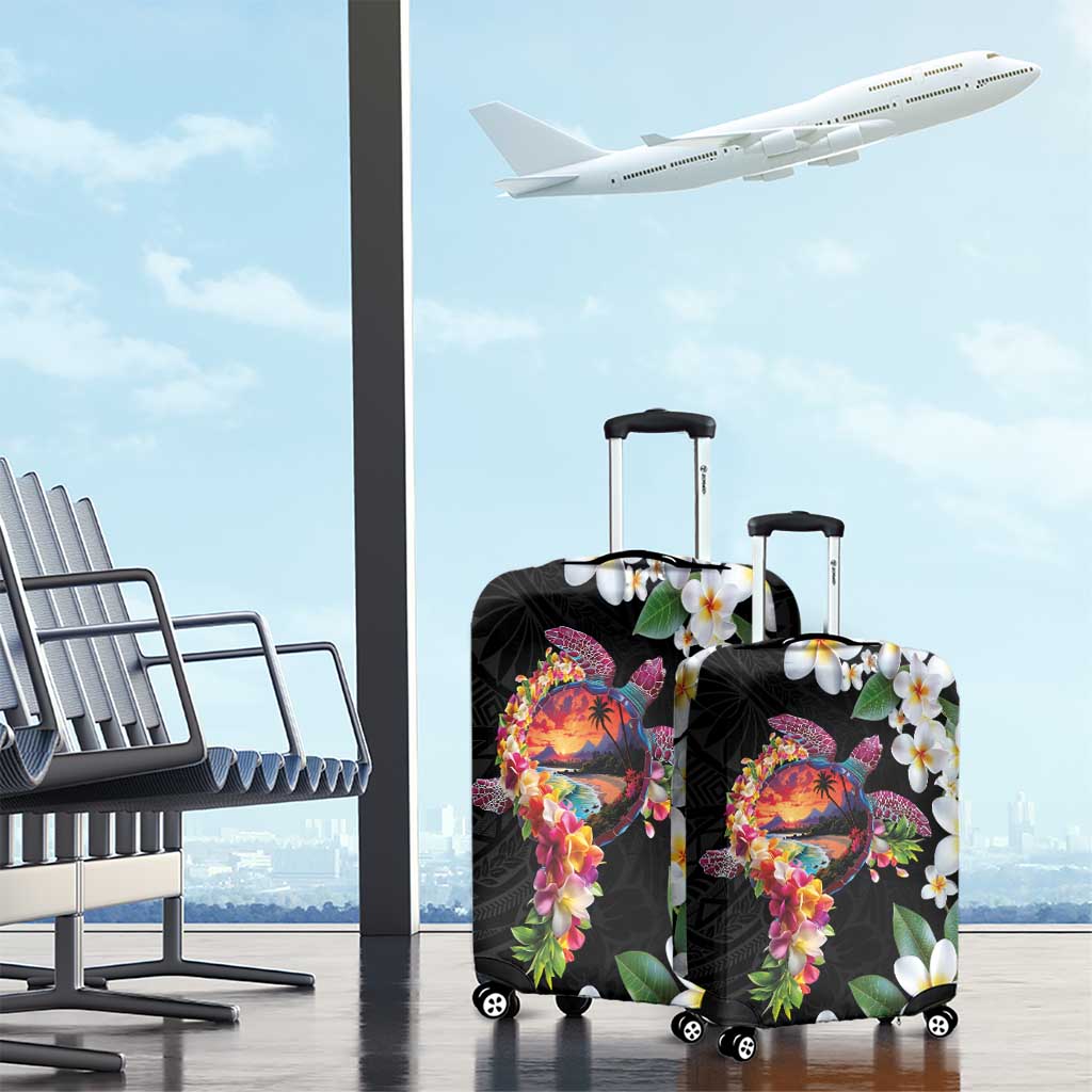 Hawaiian Lei Day Luggage Cover Plumeria and Turtle with Polynesian Tribal Pattern LT03 - Polynesian Pride