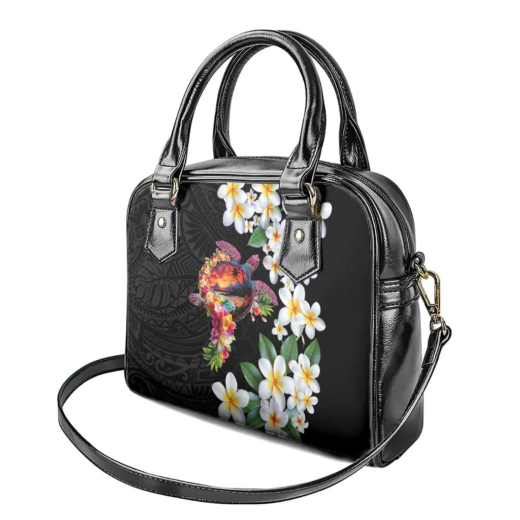 Hawaiian Lei Day Shoulder Handbag Plumeria and Turtle with Polynesian Tribal Pattern LT03 - Polynesian Pride