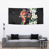 Hawaiian Lei Day Tapestry Plumeria and Turtle with Polynesian Tribal Pattern LT03 - Polynesian Pride