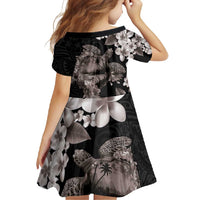 Hawaiian Lei Day Family Matching Summer Maxi Dress and Hawaiian Shirt Plumeria and Turtle with Polynesian Tribal Pattern Grayscale Color LT03 - Polynesian Pride