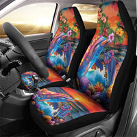 Hawaiian Lei Day Car Seat Cover Dolphins with Colorful Corals and Romantic Sunset LT03 - Polynesian Pride