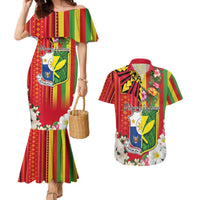Personalised Hawaii and Philippines Together Couples Matching Mermaid Dress and Hawaiian Shirt The Emblems with Cultural Symbols Green-Yellow-Red Tricolor LT03 Art - Polynesian Pride