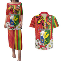 Personalised Hawaii and Philippines Together Couples Matching Puletasi and Hawaiian Shirt The Emblems with Cultural Symbols Green-Yellow-Red Tricolor LT03 Art - Polynesian Pride