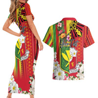 Personalised Hawaii and Philippines Together Couples Matching Short Sleeve Bodycon Dress and Hawaiian Shirt The Emblems with Cultural Symbols Green-Yellow-Red Tricolor LT03 - Polynesian Pride