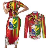 Personalised Hawaii and Philippines Together Couples Matching Short Sleeve Bodycon Dress and Long Sleeve Button Shirt The Emblems with Cultural Symbols Green-Yellow-Red Tricolor LT03 Art - Polynesian Pride