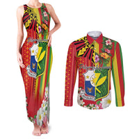 Personalised Hawaii and Philippines Together Couples Matching Tank Maxi Dress and Long Sleeve Button Shirt The Emblems with Cultural Symbols Green-Yellow-Red Tricolor LT03 Art - Polynesian Pride