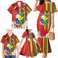Personalised Hawaii and Philippines Together Family Matching Mermaid Dress and Hawaiian Shirt The Emblems with Cultural Symbols Green-Yellow-Red Tricolor LT03 - Polynesian Pride