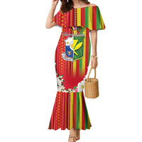 Personalised Hawaii and Philippines Together Family Matching Mermaid Dress and Hawaiian Shirt The Emblems with Cultural Symbols Green-Yellow-Red Tricolor LT03 Mom's Dress Art - Polynesian Pride