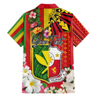 Personalised Hawaii and Philippines Together Family Matching Off The Shoulder Long Sleeve Dress and Hawaiian Shirt The Emblems with Cultural Symbols Green-Yellow-Red Tricolor LT03 - Polynesian Pride