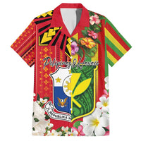 Personalised Hawaii and Philippines Together Family Matching Off Shoulder Short Dress and Hawaiian Shirt The Emblems with Cultural Symbols Green-Yellow-Red Tricolor LT03 Dad's Shirt - Short Sleeve Art - Polynesian Pride