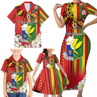 Personalised Hawaii and Philippines Together Family Matching Short Sleeve Bodycon Dress and Hawaiian Shirt The Emblems with Cultural Symbols Green-Yellow-Red Tricolor LT03 - Polynesian Pride