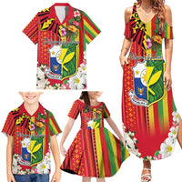 Personalised Hawaii and Philippines Together Family Matching Summer Maxi Dress and Hawaiian Shirt The Emblems with Cultural Symbols Green-Yellow-Red Tricolor LT03 - Polynesian Pride