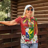 Personalised Hawaii and Philippines Together Women Polo Shirt The Emblems with Cultural Symbols Green-Yellow-Red Tricolor LT03 - Polynesian Pride