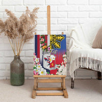 Personalised Hawaii and Philippines Together Canvas Wall Art The Emblems with Cultural Symbols Blue-White-Red Tricolor