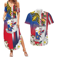 Personalised Hawaii and Philippines Together Couples Matching Summer Maxi Dress and Hawaiian Shirt The Emblems with Cultural Symbols Blue-White-Red Tricolor LT03 Art - Polynesian Pride
