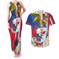 Personalised Hawaii and Philippines Together Couples Matching Tank Maxi Dress and Hawaiian Shirt The Emblems with Cultural Symbols Blue-White-Red Tricolor LT03 Art - Polynesian Pride