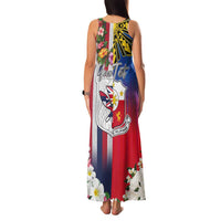 Personalised Hawaii and Philippines Together Family Matching Tank Maxi Dress and Hawaiian Shirt The Emblems with Cultural Symbols Blue-White-Red Tricolor LT03 - Polynesian Pride