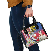 Personalised Hawaii and Philippines Together Shoulder Handbag The Emblems with Cultural Symbols Blue-White-Red Tricolor