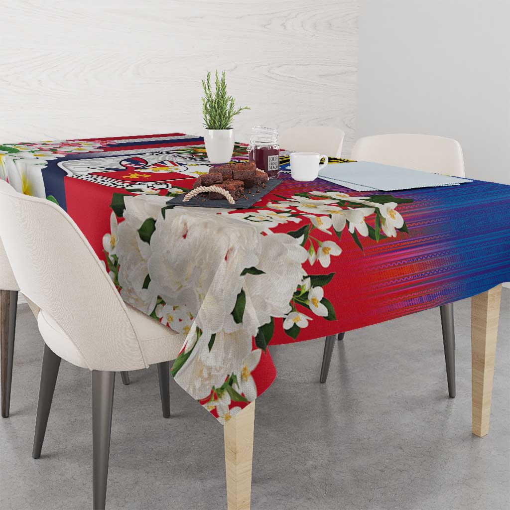 Personalised Hawaii and Philippines Together Tablecloth The Emblems with Cultural Symbols Blue-White-Red Tricolor LT03 - Polynesian Pride