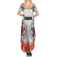 Samoa Siapo Ula Fala Summer Maxi Dress With Ginger Plant White Color LT03 - Polynesian Pride