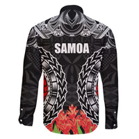 Samoa Siapo Ula Fala Family Matching Short Sleeve Bodycon Dress and Hawaiian Shirt With Ginger Plant Black Color LT03 - Polynesian Pride