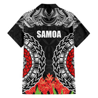Samoa Siapo Ula Fala Hawaiian Shirt With Ginger Plant Black Color LT03 - Polynesian Pride