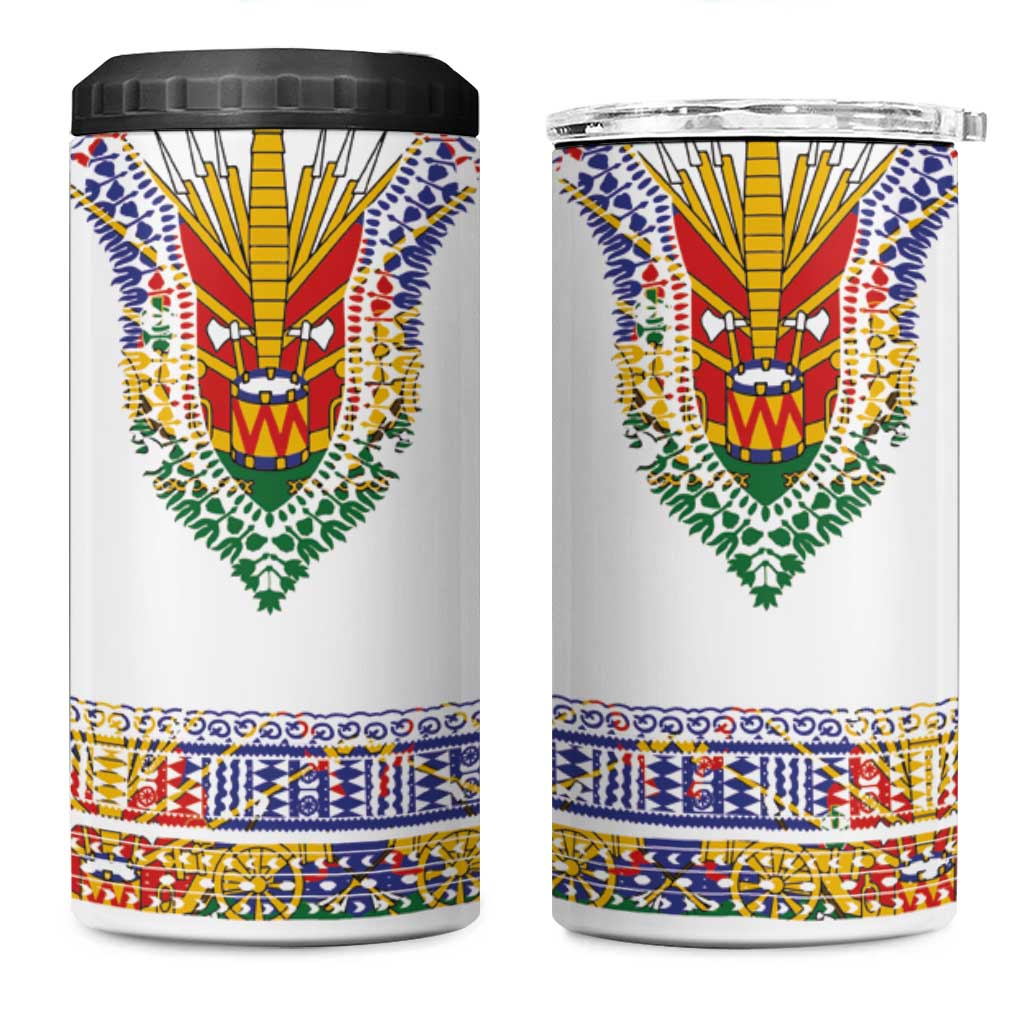 Haiti Flag Traditional Dashiki 4 in 1 Can Cooler Tumbler White Color LT03 One Size: 16 oz White - Polynesian Pride