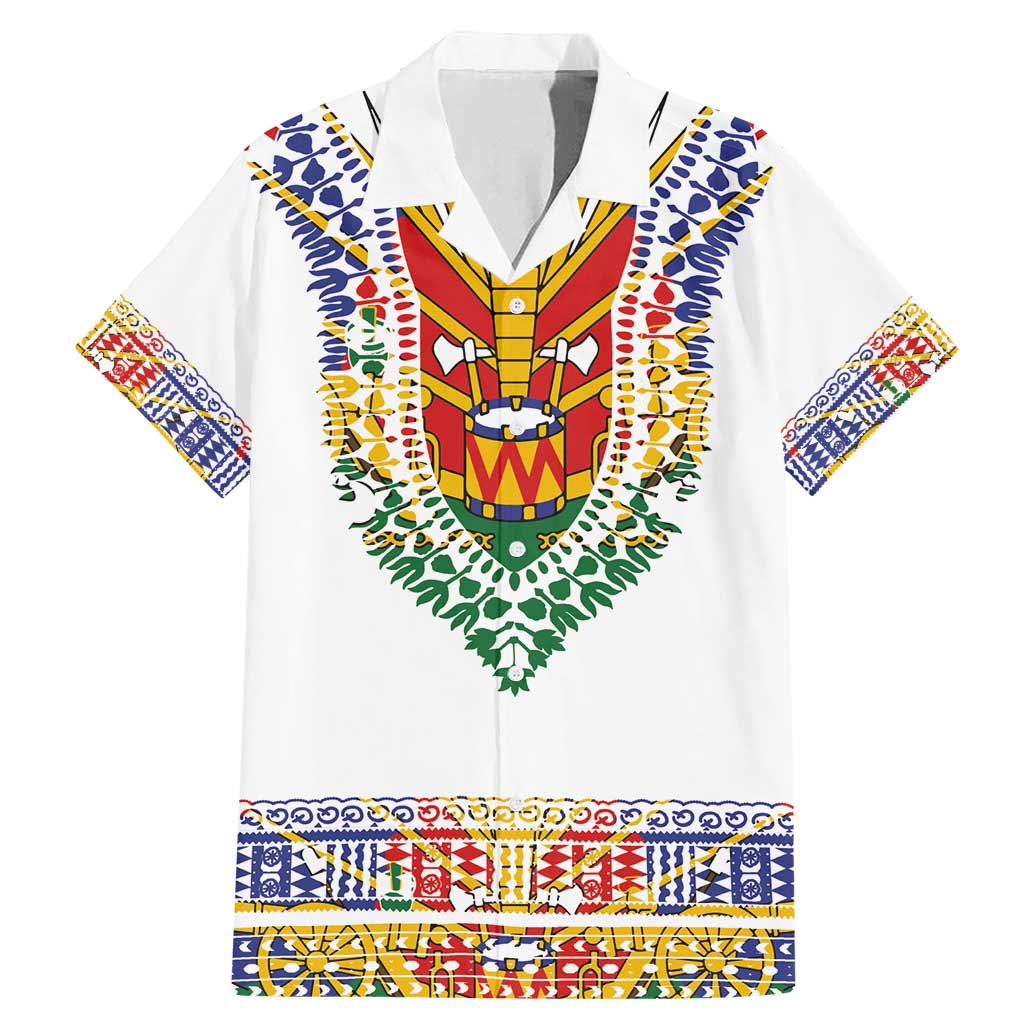 Haiti Flag Traditional Dashiki Family Matching Mermaid Dress and Hawaiian Shirt White Color LT03 Dad's Shirt - Short Sleeve White - Polynesian Pride