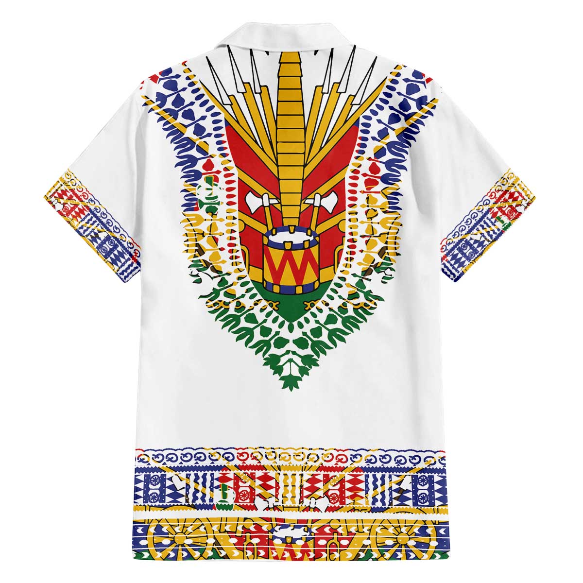 Haiti Flag Traditional Dashiki Family Matching Off The Shoulder Long Sleeve Dress and Hawaiian Shirt White Color LT03 - Polynesian Pride