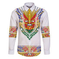 Haiti Flag Traditional Dashiki Family Matching Off The Shoulder Long Sleeve Dress and Hawaiian Shirt White Color LT03 Dad's Shirt - Long Sleeve White - Polynesian Pride