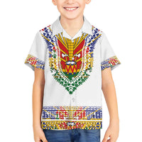 Haiti Flag Traditional Dashiki Family Matching Off Shoulder Short Dress and Hawaiian Shirt White Color LT03 Son's Shirt White - Polynesian Pride