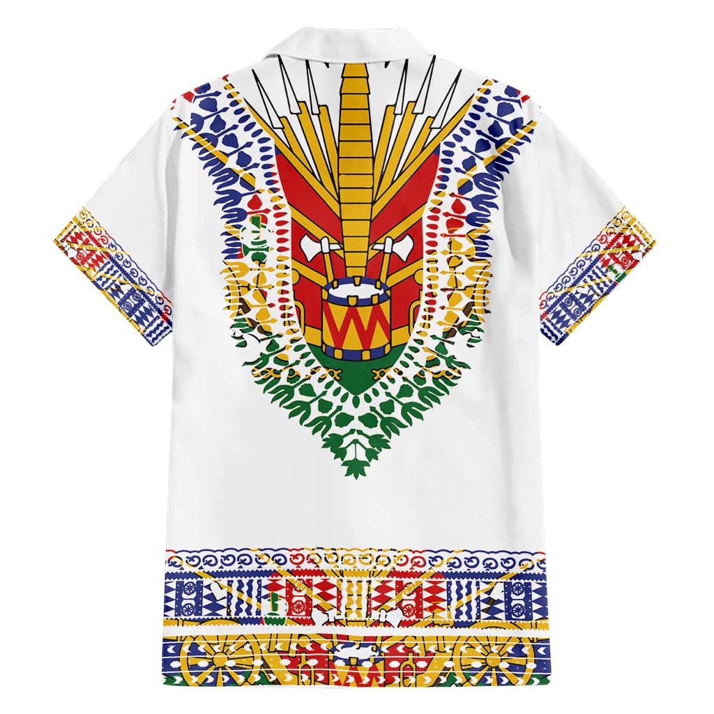 Haiti Flag Traditional Dashiki Family Matching Short Sleeve Bodycon Dress and Hawaiian Shirt White Color LT03 - Polynesian Pride