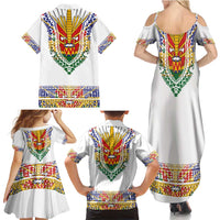 Haiti Flag Traditional Dashiki Family Matching Summer Maxi Dress and Hawaiian Shirt White Color LT03 - Polynesian Pride