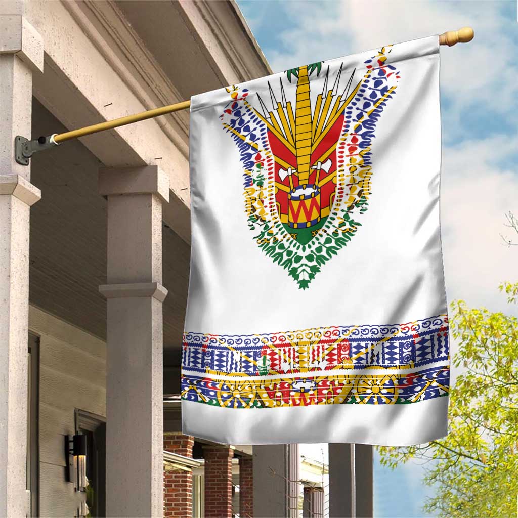 Haiti Flag Traditional Dashiki Garden Flag White Color LT03 House Flag White - Polynesian Pride