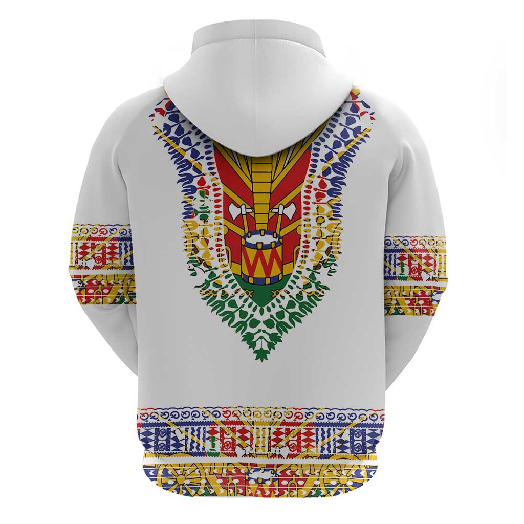 Haiti Flag Traditional Dashiki Hoodie White Color LT03 - Polynesian Pride